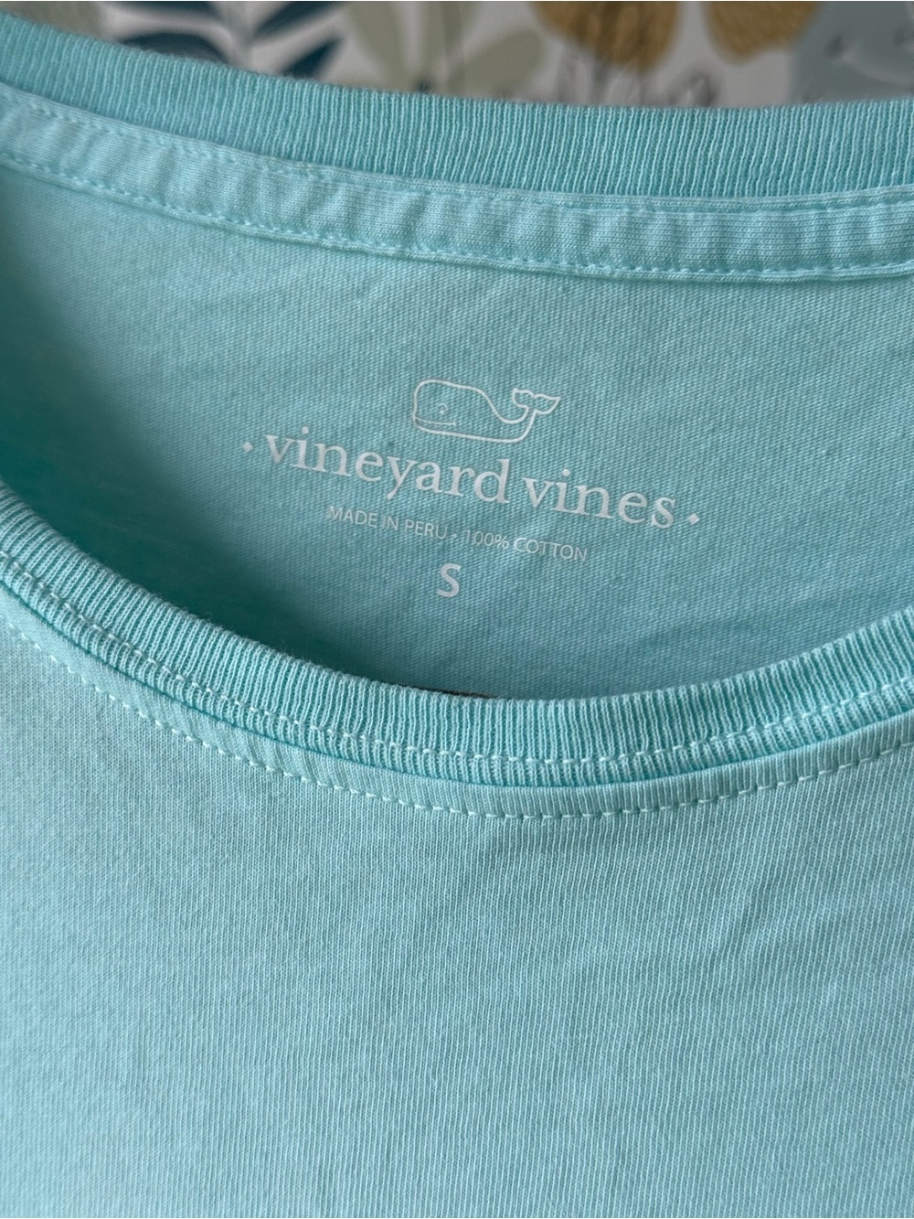 Vineyard Vines Light Blue Tie-Dye Long Sleeve Tee with Pink Whale - Picture 3 of 7